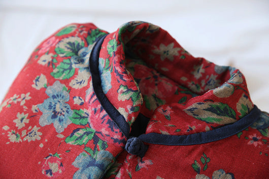 Abrigo Retro Floral de Algodón y Lino para Mujer - Estilo Vintage - Image 20