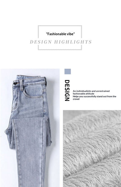 Jeans de Cintura Alta Ajustados para Mujer con Forro de Polar - Image 28