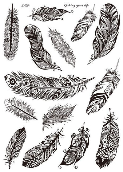 Tatuaje Temporal Mandala Sexy con Plumas - Resistente al Agua - Image 2
