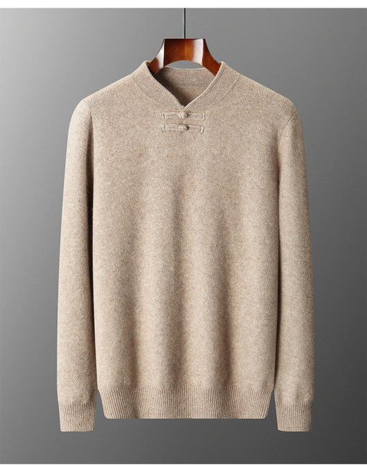 Suéter de Lana Pura con Cuello Alto Vintage para Hombre - Image 15