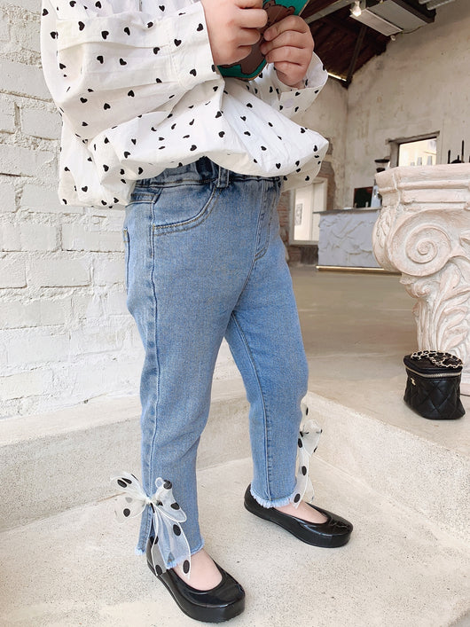 Pantalones Infantiles Estilo Occidental con Moño en los Tobillos - Versión Coreana - Image 7