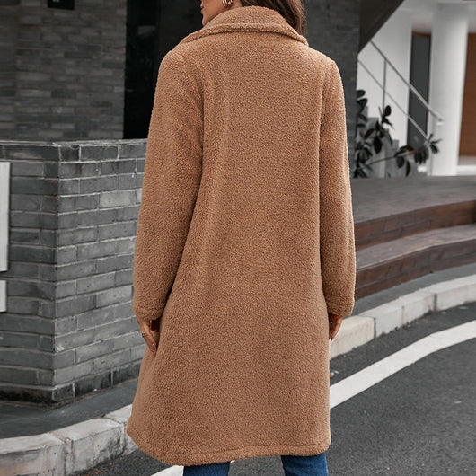 Chaqueta Cortaviento Elegante de Botón Simple - Abrigo Plush Mediano para Viajeros - Image 14