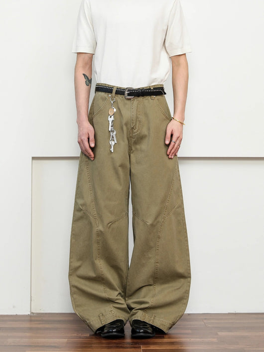 Pantalones Khaki Premium Deconstrucción Retro Pierna Ancha para Hombre - Image 11