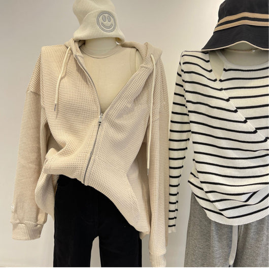 Cardigan Suelto con Capucha y Cierre de Cremallera para Mujer - Image 3