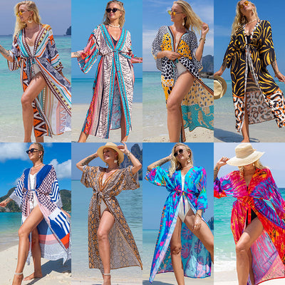 Blusa Cardigan Playero con Estampado - Falda Bikini Versátil
