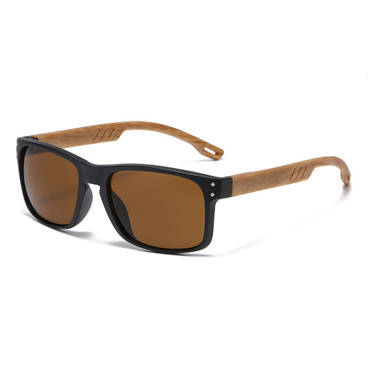Gafas de Sol Cuadradas Retro con Pata de Madera y Lente Degradado para Hombre - Image 8