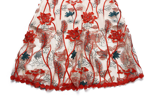 Vestido Largo Floral Coreano con Encaje y Detalles en Espinas - Image 4