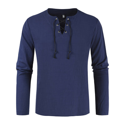 Camisa de Lino y Algodón con Cordones para Hombre - Image 11