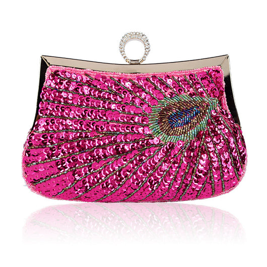 Bolso de Cena con Anillo de Cuentas Pavo Real Hecho a Mano - Image 7