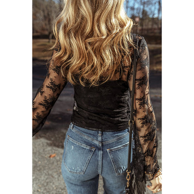 Blusa Reductora de Encaje Manga Larga Ajustada para Mujer - Image 4