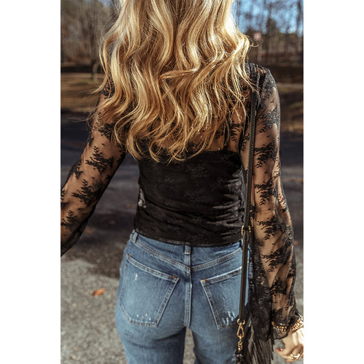 Blusa Reductora de Encaje Manga Larga Ajustada para Mujer - Image 4