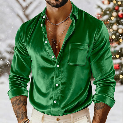Camisa de Terciopelo Dorado con Botones para Hombre - Image 19