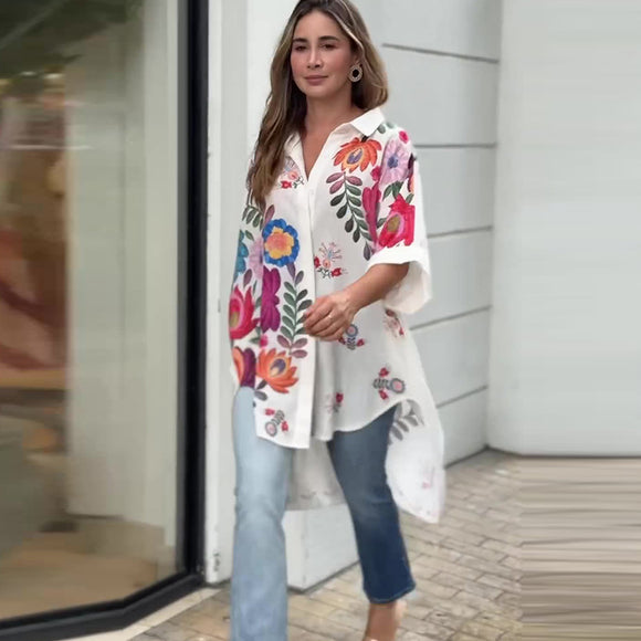 Blusa Larga Slim Irregular para Mujer
