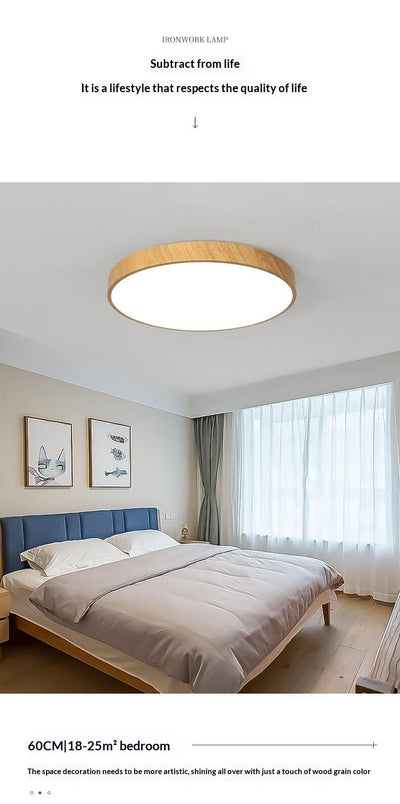 Lámpara de Techo LED Minimalista Estilo Chino Contemporáneo con Textura de Madera - Image 14