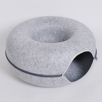 Casa Túnel para Gatos Donut - Cama de Fieltro Natural con Juguetes Interactivos - Image 4