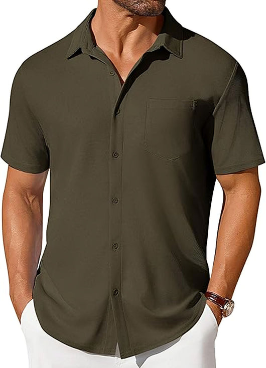 Camisa Casual de Manga Corta Resistente a Arrugas para Hombre - Image 7