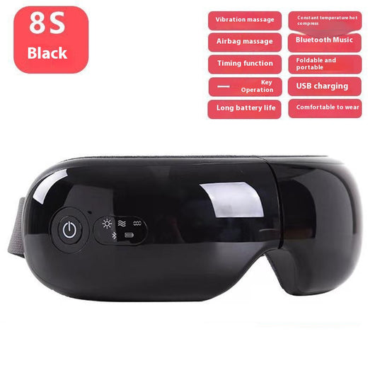 White Bluetooth Smart Eye Massager with vibration, hot compress, and airbag massage, featuring a foldable design. - Image 13