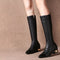 Botas Altas de Cuero Cuadrillé Estilo Británico para Mujer