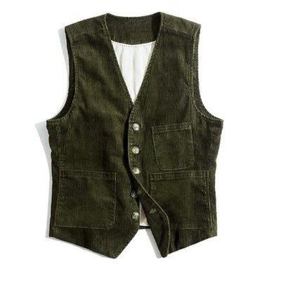Chaleco de Pana para Hombre con Diseño de Patchwork - Primavera Otoño - Image 9