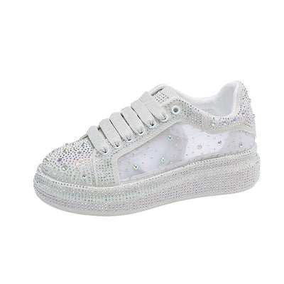 Zapatillas Blancas de Suela Gruesa y Brillantes