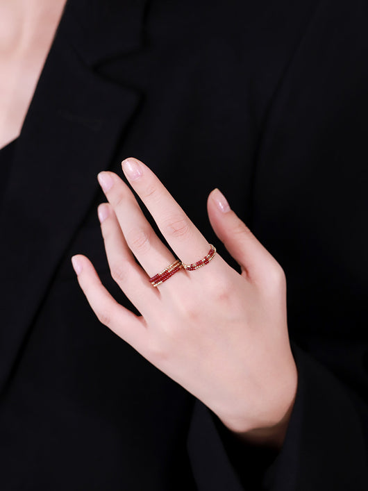 Anillo de Rubí Sangre de Paloma en Oro 18K con Doble Capa y Cierre Elástico - Image 13