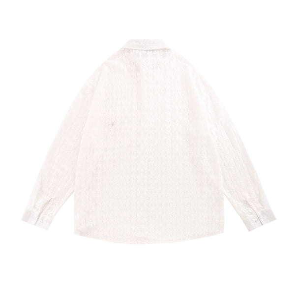 Chaqueta Casual Suelta con Encaje Calado y Mangas Largas