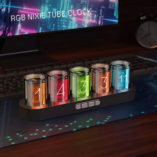 Reloj Digital LED RGB con Luz Ambiental Colorida