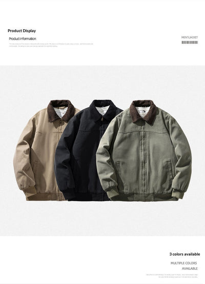 Chaqueta Vintage Americana para Hombre con Cuello Solapa y Tela Gruesa Desgastada - Image 8