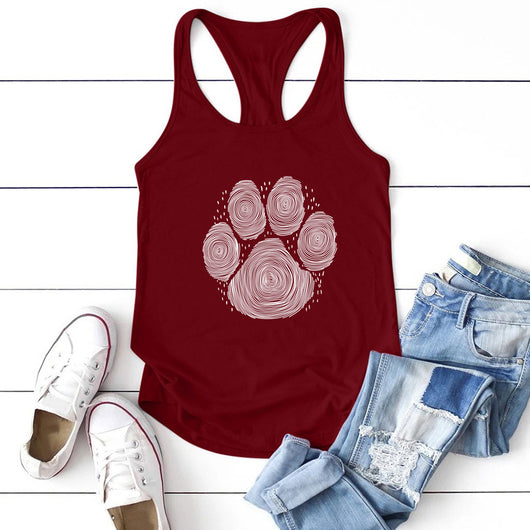 Chaleco Estampado Huella de Perro para Mujer - Diseño Divertido Verano