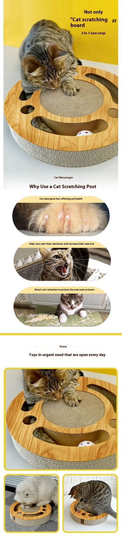 Tabla Rascadora Redonda con Bola Giratoria para Gatos - Image 10