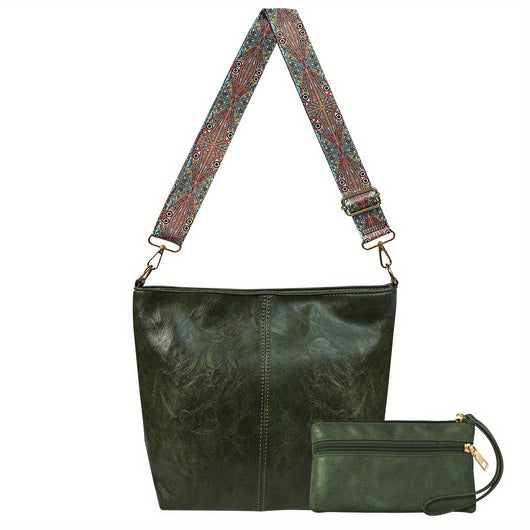 Bolso Mensajero Retro de Gran Capacidad con Correa Ancha - Image 7