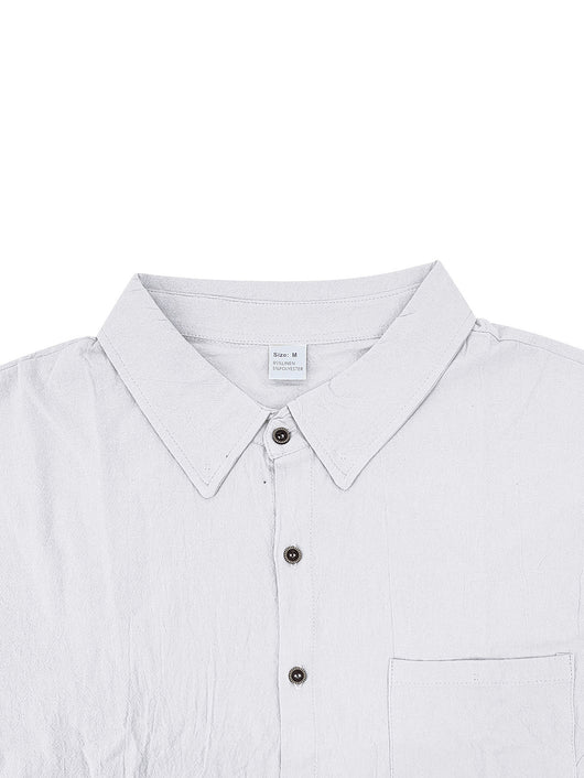 Camisa de Lino Transpirable Manga Corta para Playa - Image 16