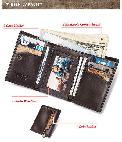 Billetera Multifuncional de Cuero Genuino con Compartimentos y Cierre - Image 20