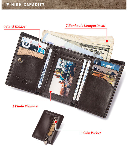 Billetera Multifuncional de Cuero Genuino con Compartimentos y Cierre - Image 20