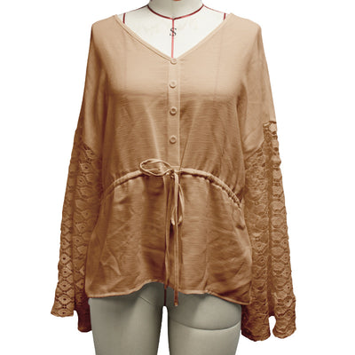 Blusa Larga de Gasa con Botones y Detalles Calados - Image 13