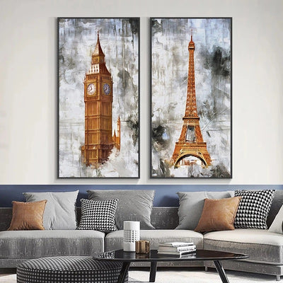 Cuadro de Lienzo Paisaje Torre Dorada Retro para Dormitorio