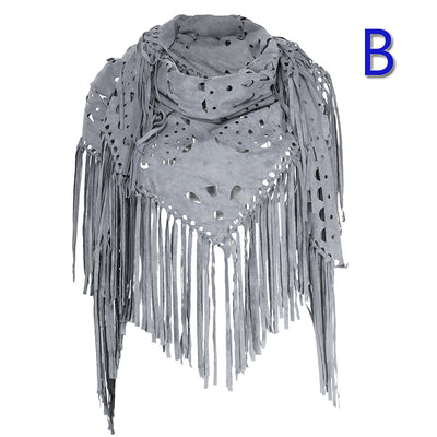 Capa Poncho de Gamuza Elástica con Flecos Versátil - Image 12