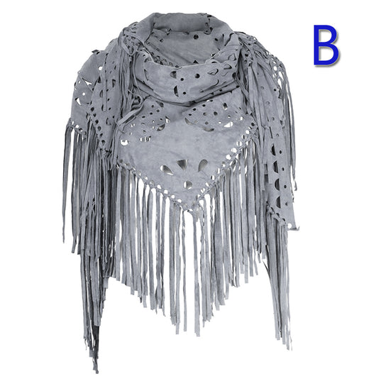 Capa Poncho de Gamuza Elástica con Flecos Versátil - Image 12