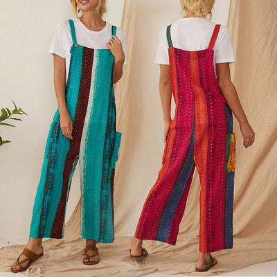 Jumpsuit Holgado de Algodón y Lino con Tirantes y Estampado - Image 12