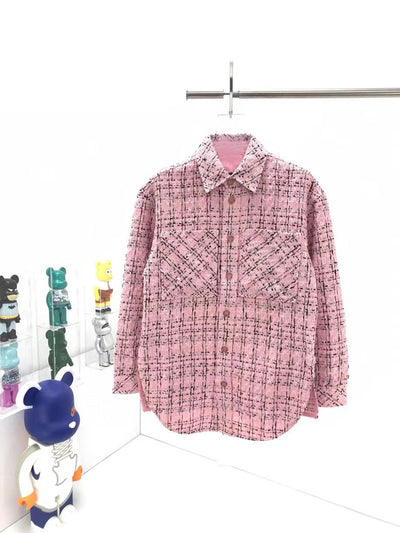 Camisa de Cuadros con Hilo Plateado Tejido para Hombre y Mujer - Image 9