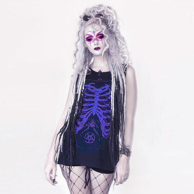 Vestido Mujer Estampado Calavera Cuello Redondo sin Mangas - Image 6