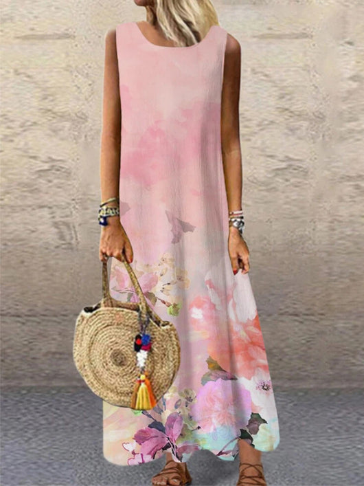 Vestido Largo Casual Estampado con Cuello Redondo - Image 12