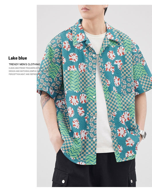 Camisa Hawaiana Retro Seersucker de Manga Corta para Hombre - Image 9