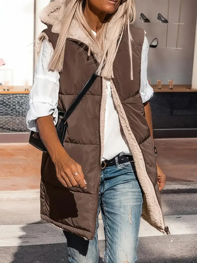 Chaleco Cardigan Reversible Slim Fit Elegante con Capucha - Image 8