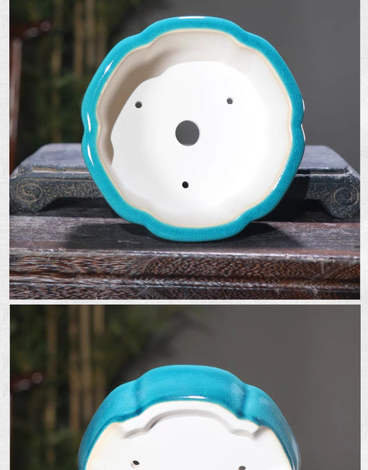 Maceta de Barro Púrpura Estilo Chino con Patrones Geométricos para Bonsái - Image 21