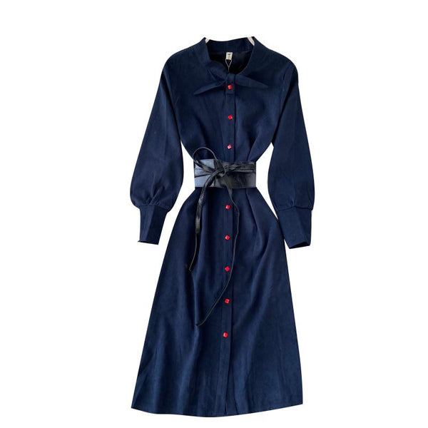 Vestido Camisero Elegante Contraste de Colores - Diseño Moderno Otoño Invierno - Image 3