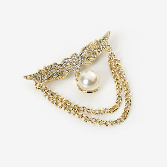 Broche Corazón Diamante Doble Cadena - Diseño Kawaii Japonés