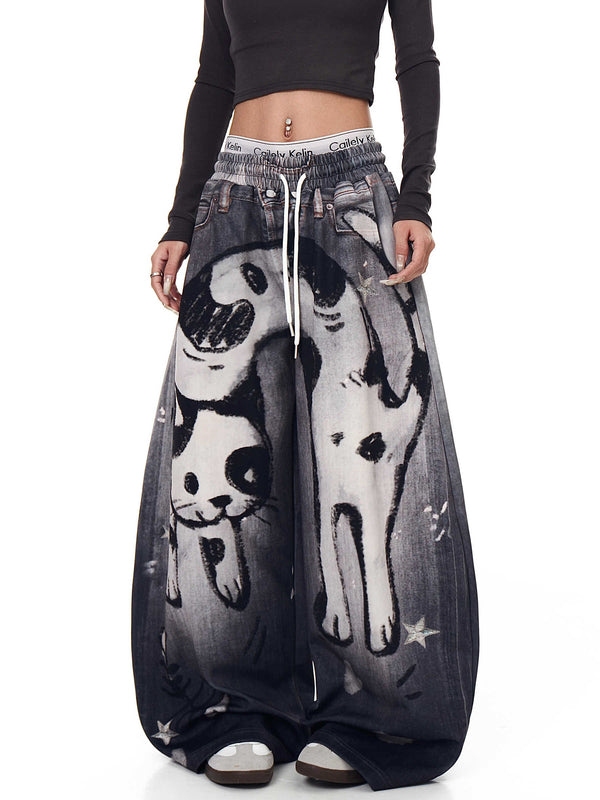 Pantalones de Chándal Gato Graffiti Estampados para Hombre y Mujer