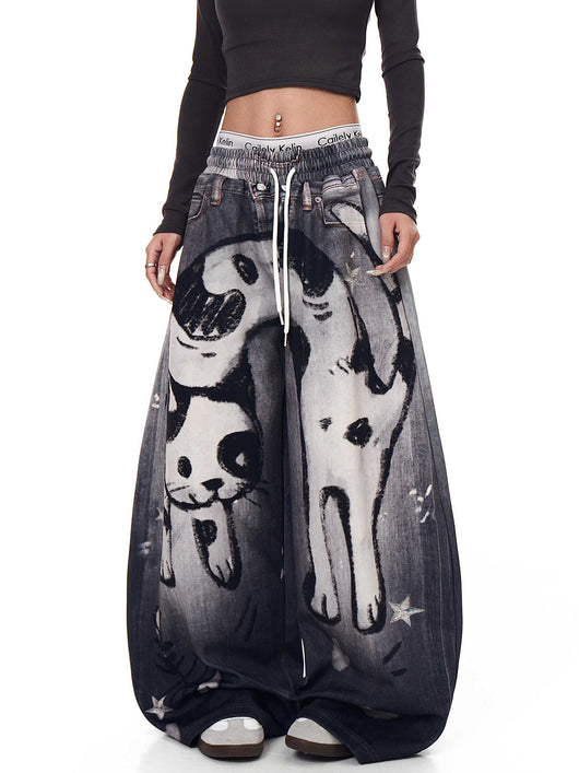 Pantalones de Chándal Gato Graffiti Estampados para Hombre y Mujer - Image 2