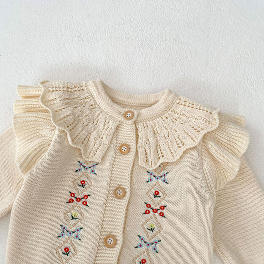 Cardigan Tejido con Bordados para Niña - Manga Larga - Image 8
